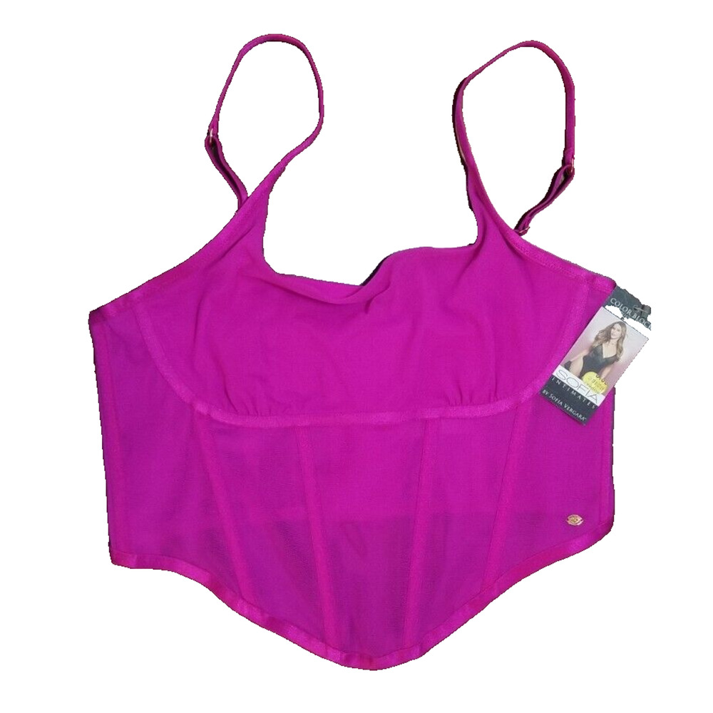 Women's Sofia Intimates Color Block Bustier Berry Fuchsia Size Large